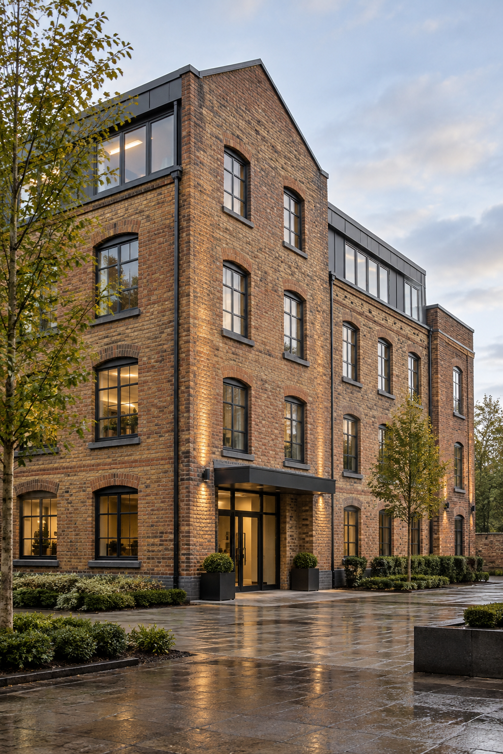 A well maintained British brick building adapted for modern use